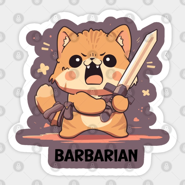 Kitten Barbarian Sticker by Myanko